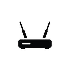 Fototapeta premium Wireless internet wifi router black silhouette icon isolated on white