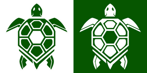 Turtles are depicted in white and green illustrations side by side. © Dhani