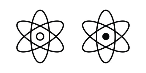 atom sign in stroke outline style with flat version © nancy