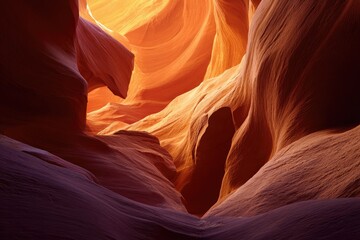 Obraz premium Stunning Antelope Canyon Rock Formations Bathed in Golden Sunlight.