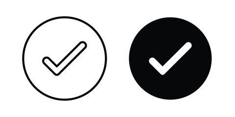 Checkmark icon in stroke outline style with flat version © nancy
