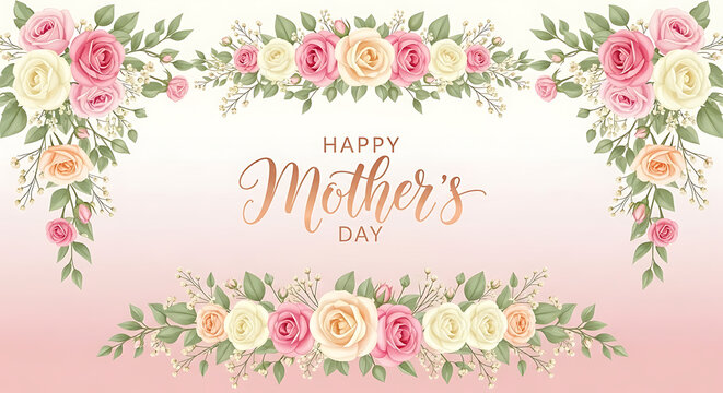 A Happy Mother's Day greeting card with floral design on transparent background