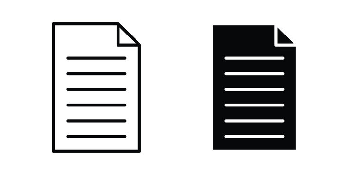 Document icon in stroke outline style with flat version