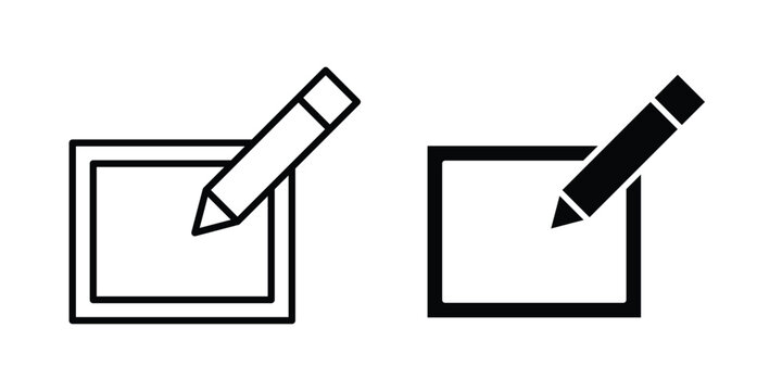 Edit button icon in stroke outline style with flat version