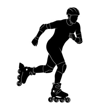 Silhouette of Rollerblader in Action Pose.
