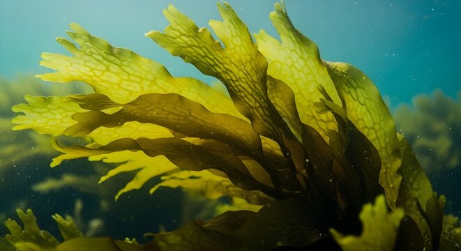 primer plano de algas laminarias verdes para alimentos saludables fondo de ilustraci&oacute;n 3d