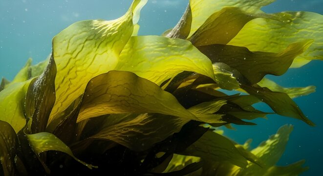 primer plano de algas laminarias verdes para alimentos saludables fondo de ilustraci&oacute;n 3d