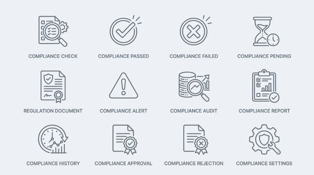 Compliance icons set for business.