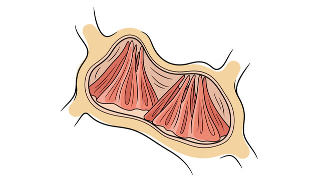 Anatomical Illustration of Human Mitral Valve Heart Anatomy.