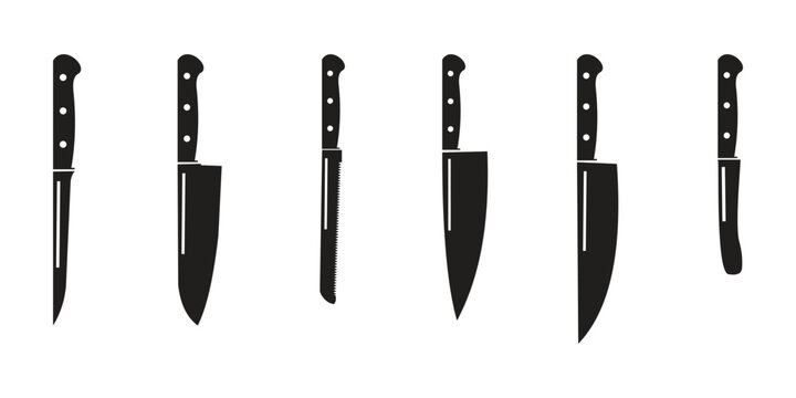 Kitchen Knife Set Silhouette Vector Icons Collection for Cooking and Culinary Tools Illustration