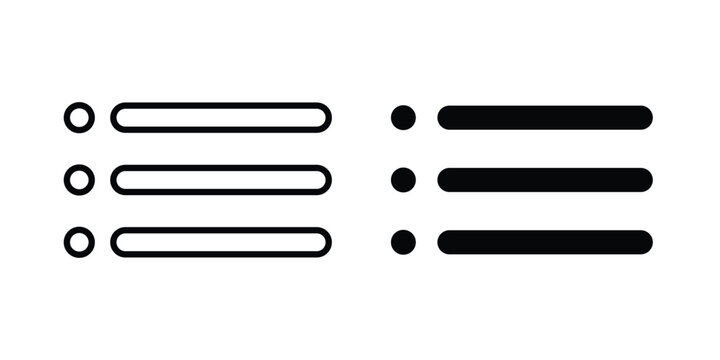 Menu icon in stroke outline style with flat version