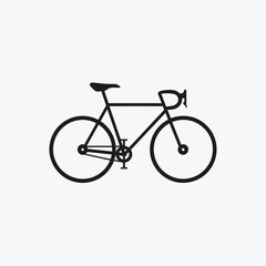 Obraz premium Minimal Bicycle Icon Vector, Simple Bike Outline, Black Isolated on White Background