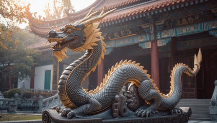 Obraz premium Temple dragon sculpture.
