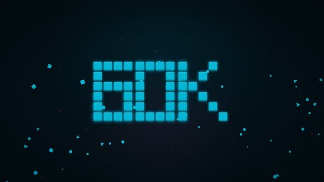 60K Followers Milestone Celebration Animation, Social Media Growth, Neon Confetti Background