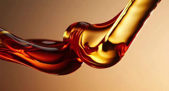 Abstract Golden Viscous Liquid Flowing and Connecting Smoothly, Illustrating Lubrication and Energy.