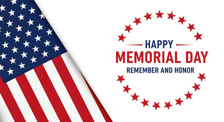 Obraz premium American flag detail with Memorial Day text and red stars circle happy