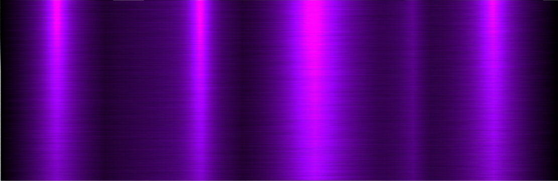 Brushed metal purple texture background, shiny lustrous metallic pattern banner.