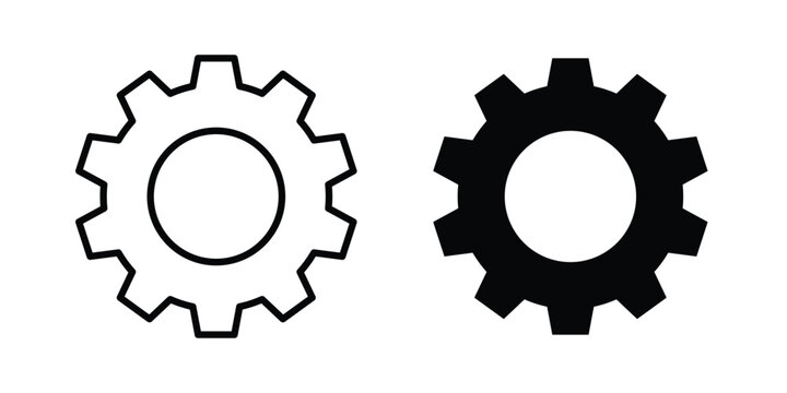 Settings icon in stroke outline style with flat version