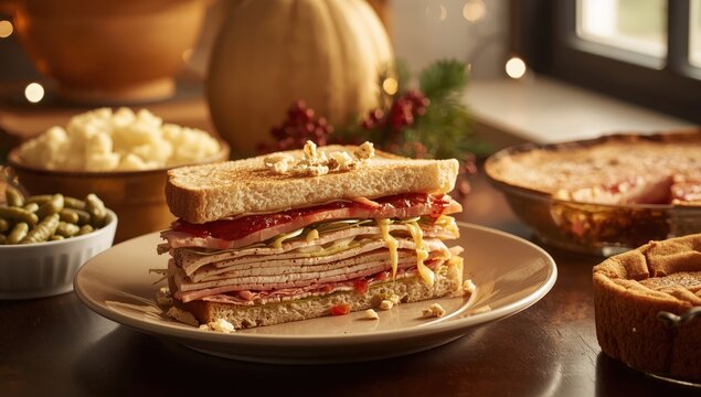 Turkey sandwich from Thanksgiving leftovers