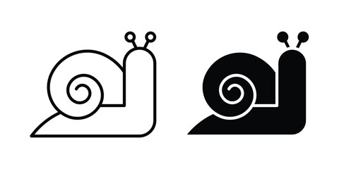 Snail icon in stroke outline style with flat version © nancy