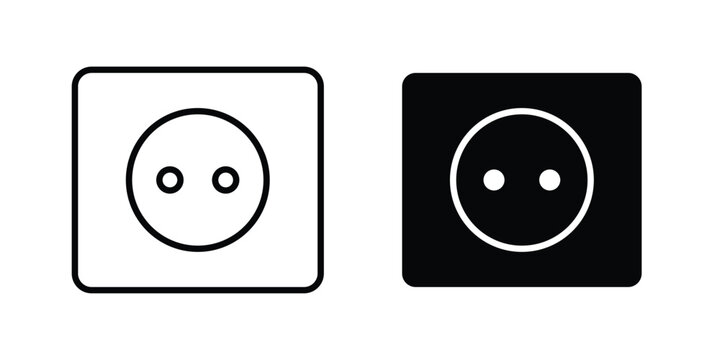 Socket icon in stroke outline style with flat version