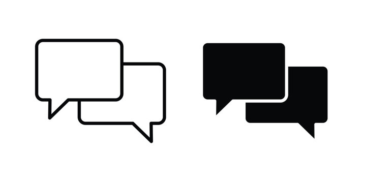 Talk bubble speech icon in stroke outline style with flat version