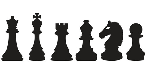 Chess Pieces Icon Set – King, Queen, Pawn Strategy Game Vector Illustration © Brandxboy Graphics