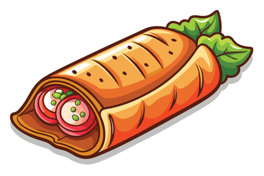 pork spring roll vector on white background