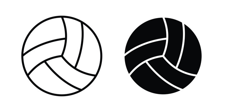 Volley ball icon in stroke outline style with flat version