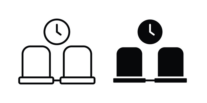Waiting Room icon in stroke outline style with flat version