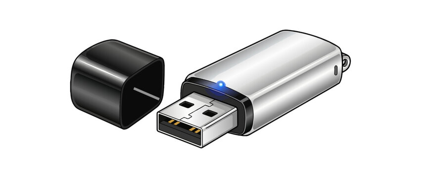 Black USB Flash Drive with Detached Cap.