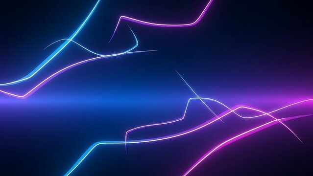 Abstract neon light streaks on a dark background modern design concept