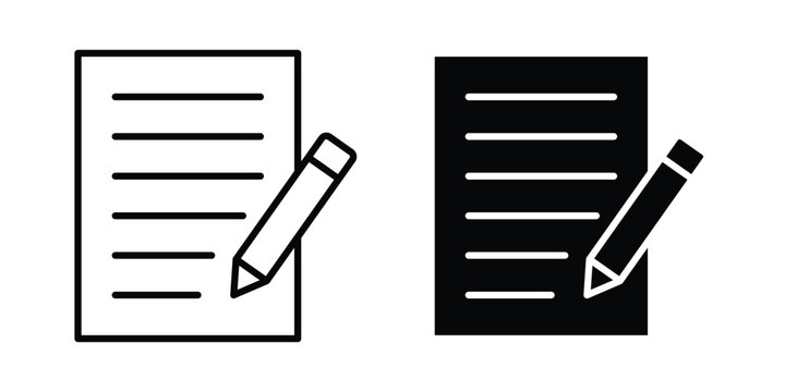 Writing icon in stroke outline style with flat version