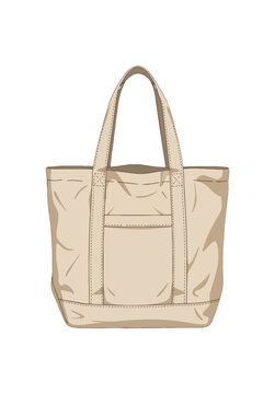 Beige Canvas Tote Bag with Front Pocket and Sturdy Handles.