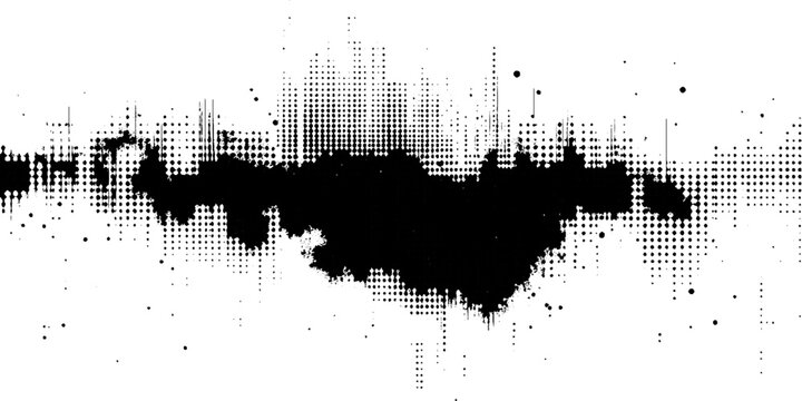 Modern grunge halftone equalizer graphic in minimalist black and white style