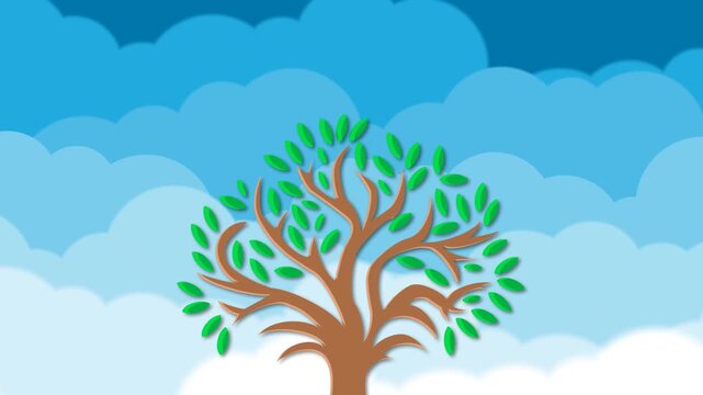tree growth over time with sky background. 4K Full HD