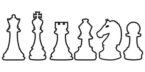 Chess Pieces Icon Set – King, Queen, Pawn Strategy Game Vector Illustration © Brandxboy Graphics
