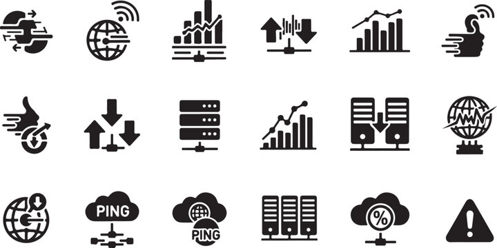 Black and white icons for business and technology