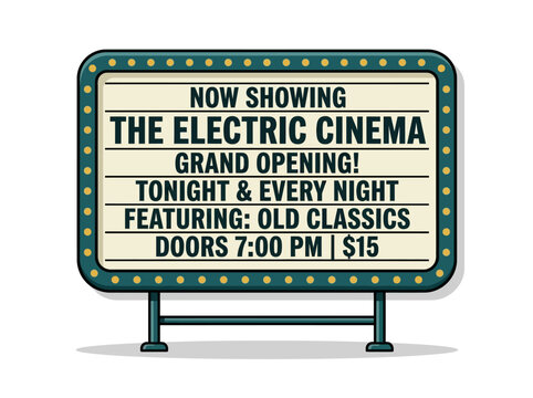 Grand Opening Of The Electric Cinema Featuring Old Classics Tonight And Every Night For $15 With Doors Opening At 700 PM