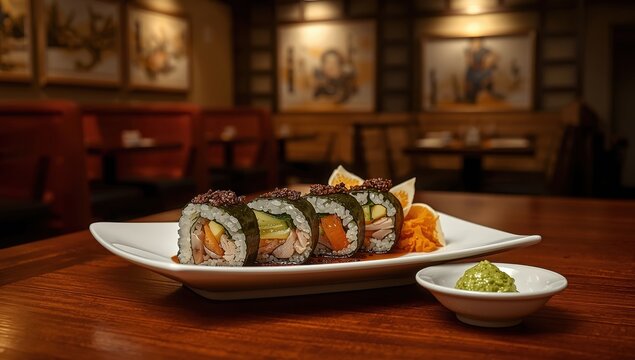 Wasabi-sauced kimbap in Korean style
