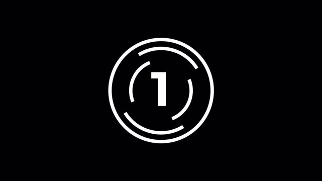 Number countdown 5 second animation circular timer 4k