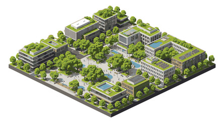 Obraz premium Green urban planning with modern buildings.