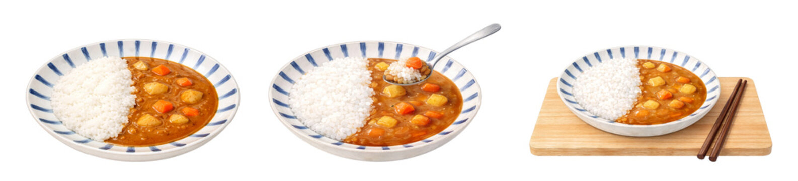 水彩手描きカレーライス バリエーションセット メニュー用イラスト
