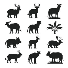 Fototapeta premium Deer Family Landscape Nature Silhouette Scene