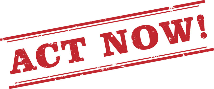 Act Now Red Label Grunge Rubber Stamp Vector Illustration Design