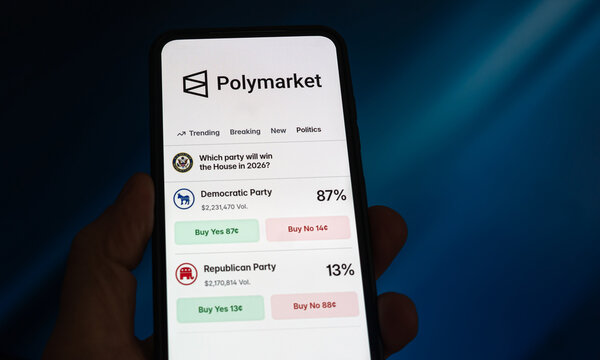 Polymarket application displayed on mobile device