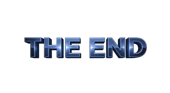 Bold Blue The End Text on Transparent Background