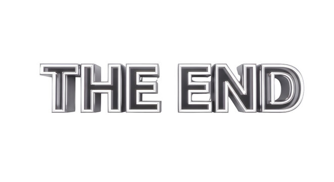 Bold End Title Metallic Text on Transparent Background