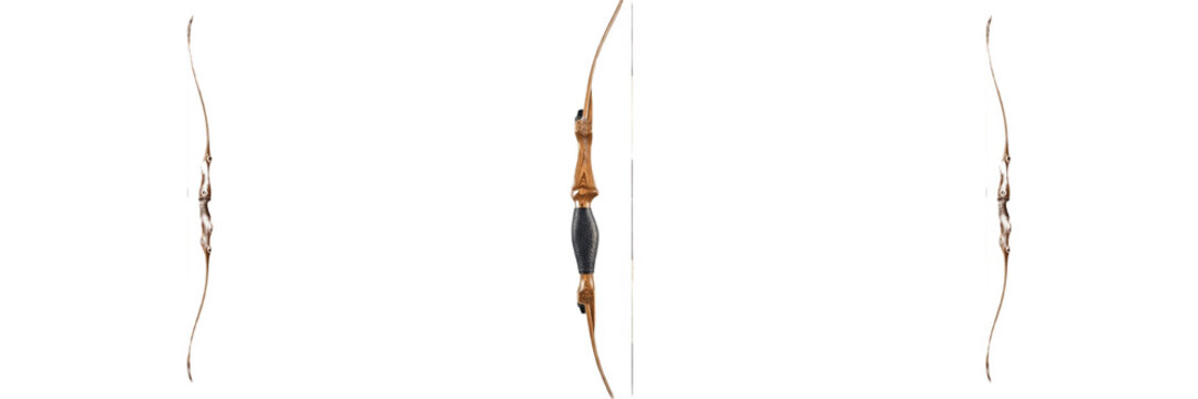 Traditional Wooden Archery Longbow Sport Hunting Equipment Isolated Transparent Background Precision Target Recreation Hobby PNG