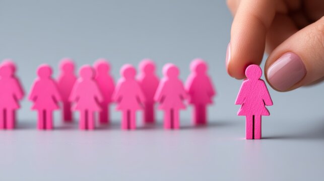 Breaking Away - Concept of Exclusion as Hand Detaches Female Figure from Team with Minimal Background and Copy Space